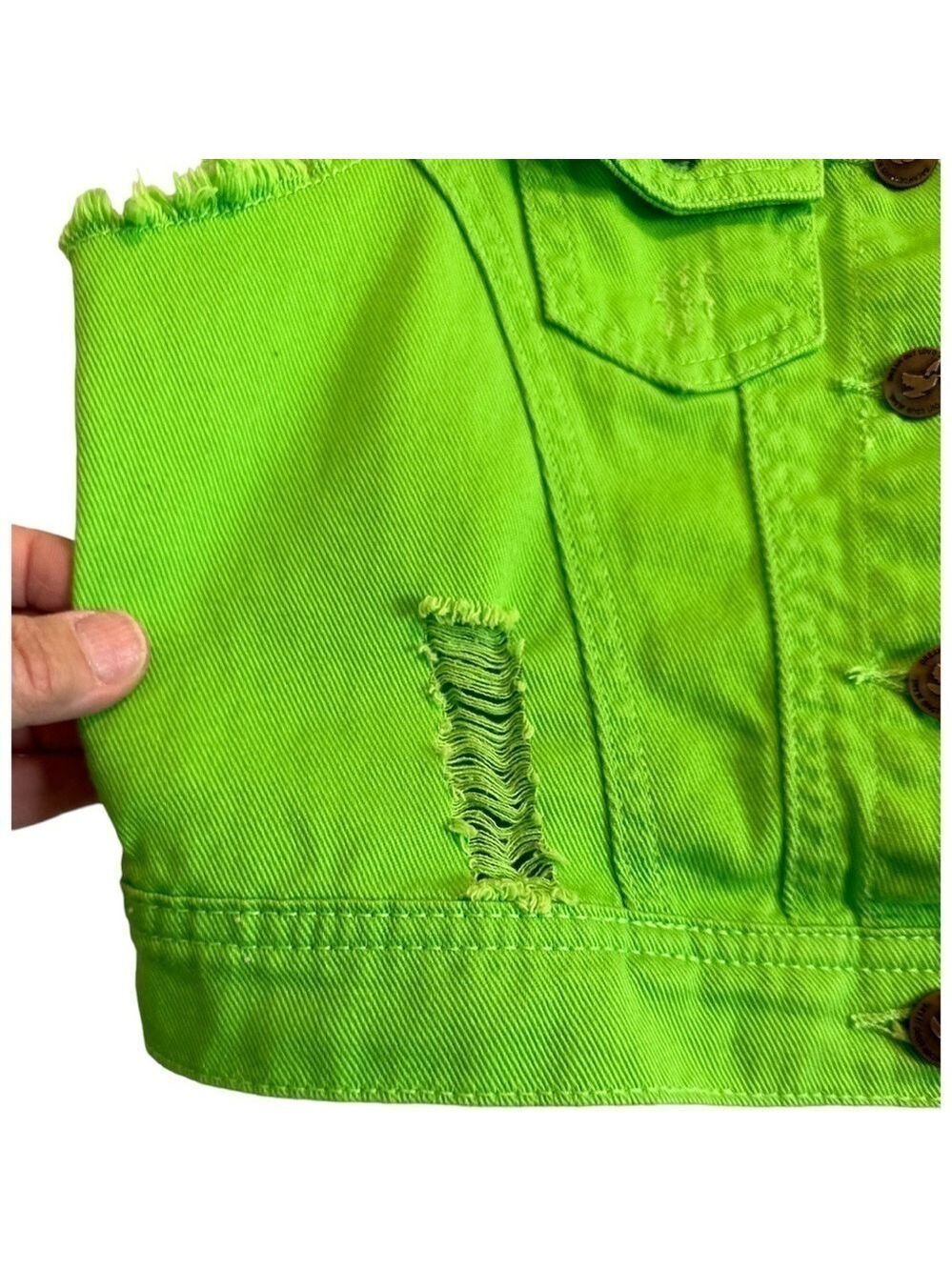 Dream Out Loud Distressed Vest Girl’s Medium Lime Green 100% Cotton Casual Vest - Picture 3 of 16
